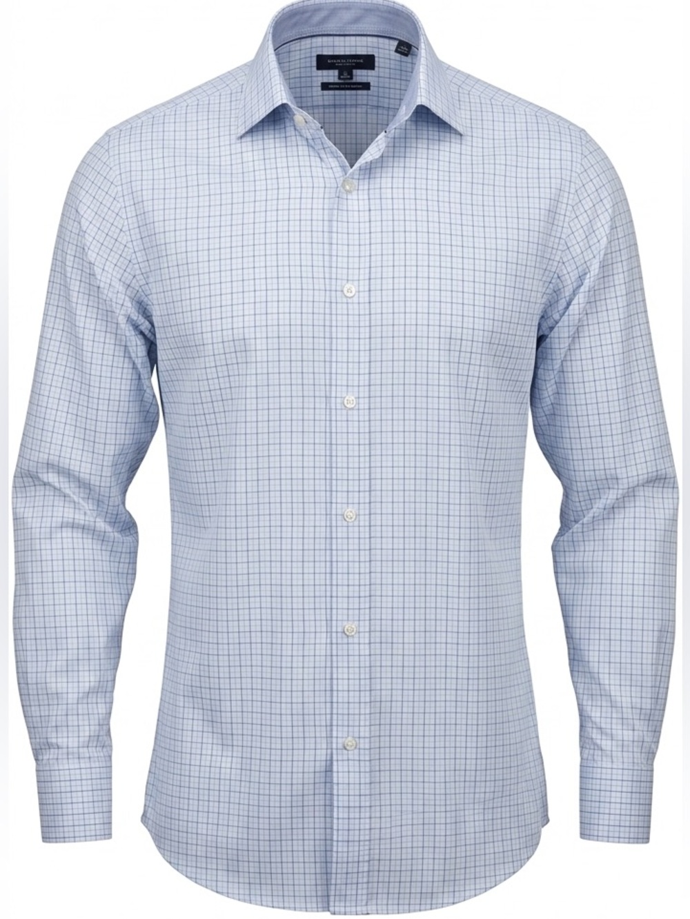 Banana Republic Camden Standard Fit Non-Iron Blue Grid Check Dress Shirt L